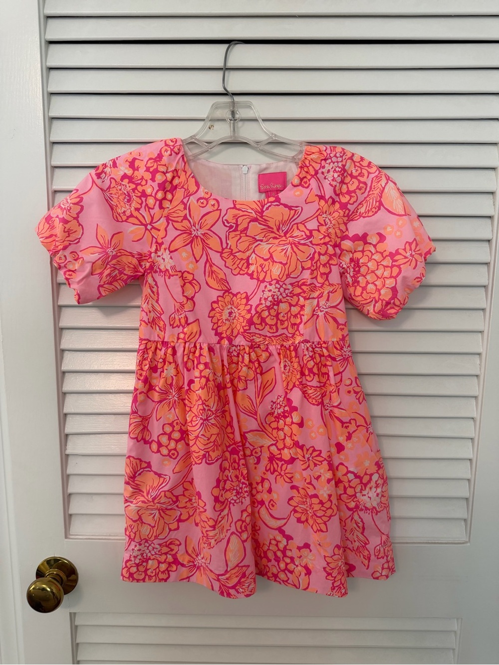 Lilly Pulitzer Pink & Orange Floral Puff-Sleeve Dress